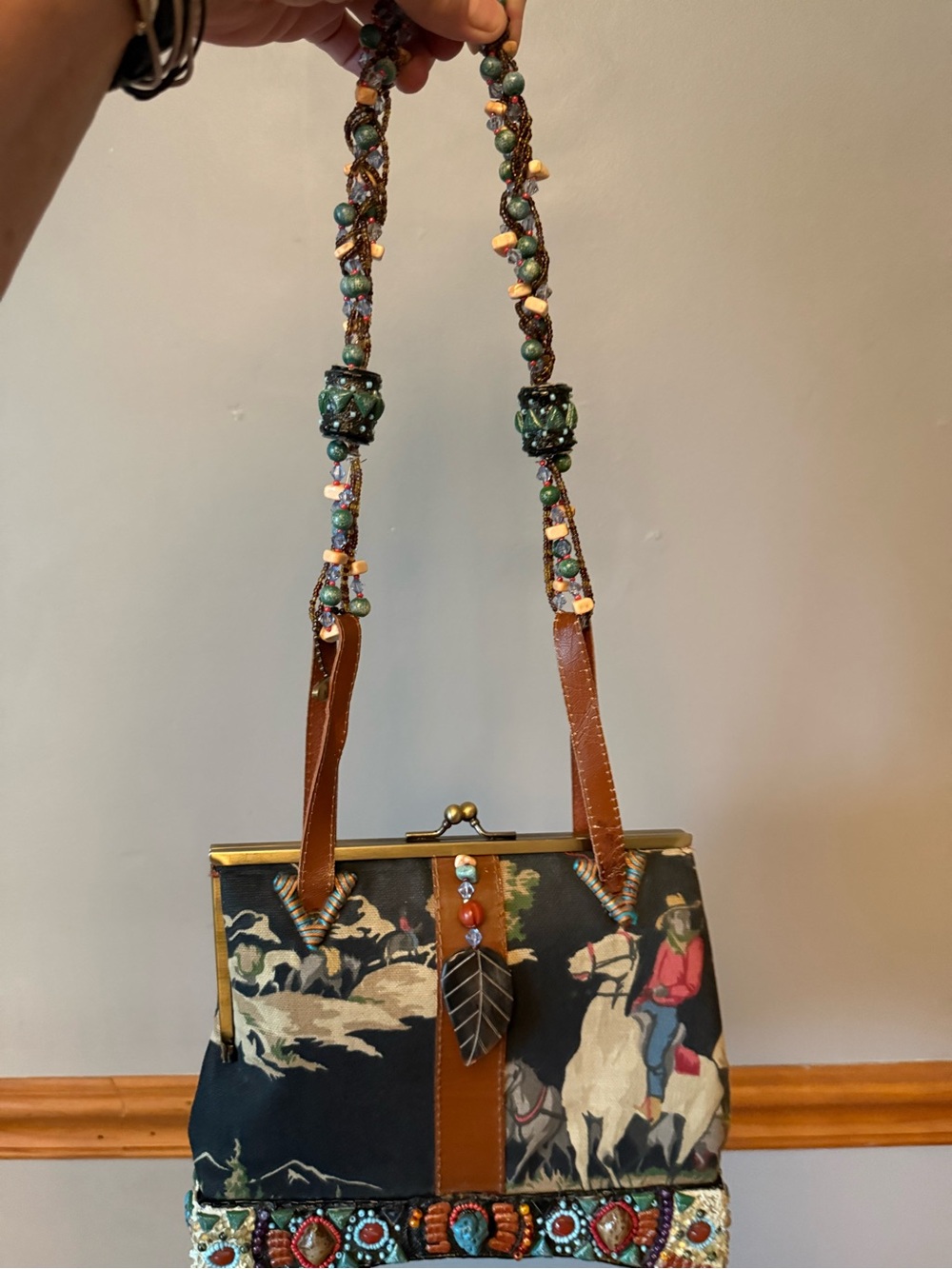 Mary Frances "Happy Trails" Western Cowboy Beaded Handbag. - Picture 1 of 17